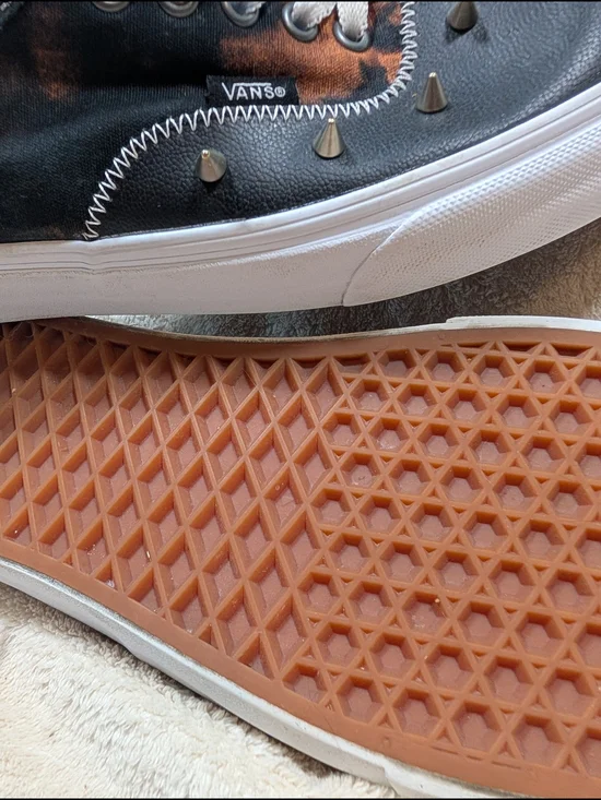 Vans Studded Bleach Dye Sneakers Black Low Top Men 10.5 / Women 12 Custom Punk - Picture 4 of 5